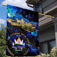 El Salvador Country Pride Garden Flag Map Flag and National Emblem Art in Cosmic Blue - Wonder Print Shop