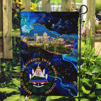 El Salvador Country Pride Garden Flag Map Flag and National Emblem Art in Cosmic Blue - Wonder Print Shop