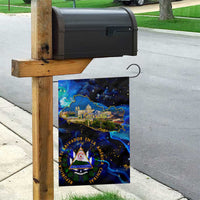 El Salvador Country Pride Garden Flag Map Flag and National Emblem Art in Cosmic Blue - Wonder Print Shop