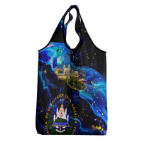 El Salvador Country Pride Grocery Bag Map Flag and National Emblem Art in Cosmic Blue - Wonder Print Shop