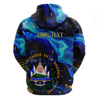 El Salvador Country Pride Hoodie Map Flag and National Emblem Art in Cosmic Blue - Wonder Print Shop