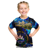 El Salvador Country Pride Kid T Shirt Map Flag and National Emblem Art in Cosmic Blue - Wonder Print Shop