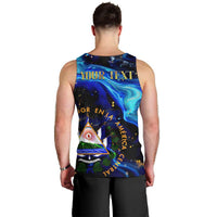 El Salvador Country Pride Men Tank Top Map Flag and National Emblem Art in Cosmic Blue - Wonder Print Shop