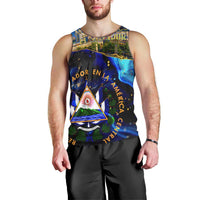 El Salvador Country Pride Men Tank Top Map Flag and National Emblem Art in Cosmic Blue - Wonder Print Shop