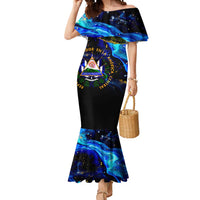 El Salvador Country Pride Mermaid Dress Map Flag and National Emblem Art in Cosmic Blue - Wonder Print Shop