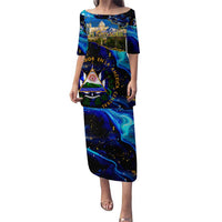 El Salvador Country Pride Puletasi Map Flag and National Emblem Art in Cosmic Blue - Wonder Print Shop
