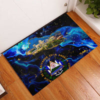 El Salvador Country Pride Rubber Doormat Map Flag and National Emblem Art in Cosmic Blue - Wonder Print Shop