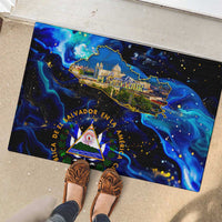 El Salvador Country Pride Rubber Doormat Map Flag and National Emblem Art in Cosmic Blue - Wonder Print Shop