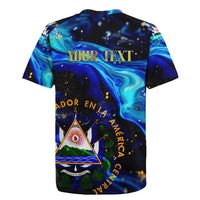 El Salvador Country Pride Rugby Jersey Map Flag and National Emblem Art in Cosmic Blue - Wonder Print Shop