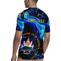 El Salvador Country Pride Rugby Jersey Map Flag and National Emblem Art in Cosmic Blue - Wonder Print Shop