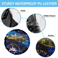 El Salvador Country Pride Spare Tire Cover Map Flag and National Emblem Art in Cosmic Blue - Wonder Print Shop