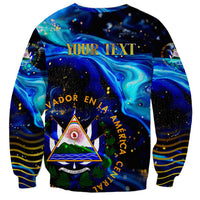 El Salvador Country Pride Sweatshirt Map Flag and National Emblem Art in Cosmic Blue - Wonder Print Shop