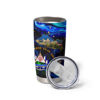 El Salvador Country Pride Tumbler Cup Map Flag and National Emblem Art in Cosmic Blue - Wonder Print Shop