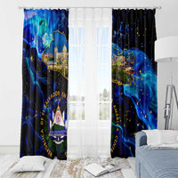 El Salvador Country Pride Window Curtain Map Flag and National Emblem Art in Cosmic Blue - Wonder Print Shop