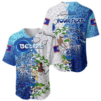 The Deep Heart Of Belize Baseball Jersey Belize Abstract Heritage Ocean Blue Splash Art - Wonder Print Shop