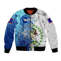 The Deep Heart Of Belize Bomber Jacket Belize Abstract Heritage Ocean Blue Splash Art - Wonder Print Shop