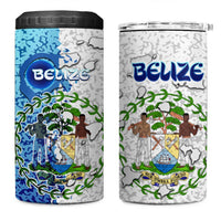 The Deep Heart Of Belize 4 in 1 Can Cooler Tumbler Belize Abstract Heritage Ocean Blue Splash Art - Wonder Print Shop