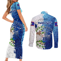 The Deep Heart Of Belize Couples Matching Short Sleeve Bodycon Dress and Long Sleeve Button Shirt Belize Abstract Heritage Ocean Blue Splash Art - Wonder Print Shop