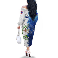 The Deep Heart Of Belize Family Matching Off The Shoulder Long Sleeve Dress and Hawaiian Shirt Belize Abstract Heritage Ocean Blue Splash Art - Wonder Print Shop