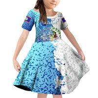 The Deep Heart Of Belize Family Matching Off Shoulder Short Dress and Hawaiian Shirt Belize Abstract Heritage Ocean Blue Splash Art - Wonder Print Shop