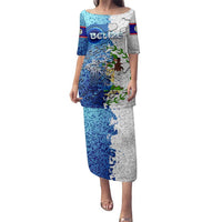 The Deep Heart Of Belize Family Matching Puletasi and Hawaiian Shirt Belize Abstract Heritage Ocean Blue Splash Art - Wonder Print Shop