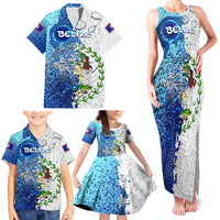 The Deep Heart Of Belize Family Matching Tank Maxi Dress and Hawaiian Shirt Belize Abstract Heritage Ocean Blue Splash Art - Wonder Print Shop