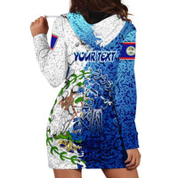 The Deep Heart Of Belize Hoodie Dress Belize Abstract Heritage Ocean Blue Splash Art - Wonder Print Shop