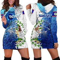 The Deep Heart Of Belize Hoodie Dress Belize Abstract Heritage Ocean Blue Splash Art - Wonder Print Shop