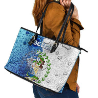 The Deep Heart Of Belize Leather Tote Bag Belize Abstract Heritage Ocean Blue Splash Art - Wonder Print Shop