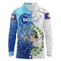 The Deep Heart Of Belize Long Sleeve Polo Shirt Belize Abstract Heritage Ocean Blue Splash Art - Wonder Print Shop