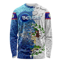 The Deep Heart Of Belize Long Sleeve Shirt Belize Abstract Heritage Ocean Blue Splash Art - Wonder Print Shop
