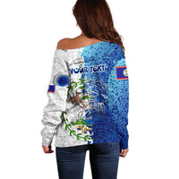 The Deep Heart Of Belize Off Shoulder Sweater Belize Abstract Heritage Ocean Blue Splash Art - Wonder Print Shop