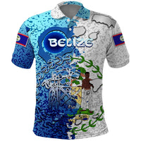 The Deep Heart Of Belize Polo Shirt Belize Abstract Heritage Ocean Blue Splash Art - Wonder Print Shop
