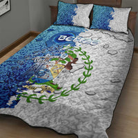 The Deep Heart Of Belize Quilt Bed Set Belize Abstract Heritage Ocean Blue Splash Art - Wonder Print Shop