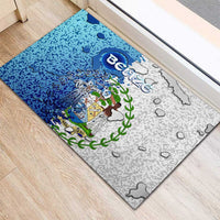 The Deep Heart Of Belize Rubber Doormat Belize Abstract Heritage Ocean Blue Splash Art - Wonder Print Shop