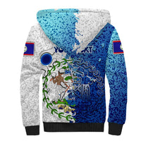 The Deep Heart Of Belize Sherpa Hoodie Belize Abstract Heritage Ocean Blue Splash Art - Wonder Print Shop