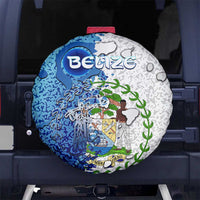 The Deep Heart Of Belize Spare Tire Cover Belize Abstract Heritage Ocean Blue Splash Art - Wonder Print Shop