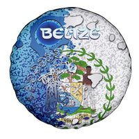 The Deep Heart Of Belize Spare Tire Cover Belize Abstract Heritage Ocean Blue Splash Art - Wonder Print Shop