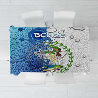 The Deep Heart Of Belize Tablecloth Belize Abstract Heritage Ocean Blue Splash Art - Wonder Print Shop
