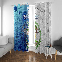 The Deep Heart Of Belize Window Curtain Belize Abstract Heritage Ocean Blue Splash Art - Wonder Print Shop