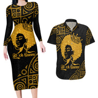 Educated Black Queen Couples Matching Long Sleeve Bodycon Dress and Hawaiian Shirt African Women - Wonder Print Shop