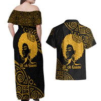 Educated Black Queen Couples Matching Off Shoulder Maxi Dress and Hawaiian Shirt African Women - Wonder Print Shop