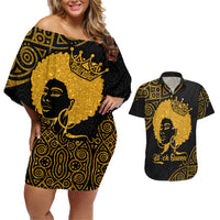 Educated Black Queen Couples Matching Off Shoulder Short Dress and Hawaiian Shirt African Women - Wonder Print Shop