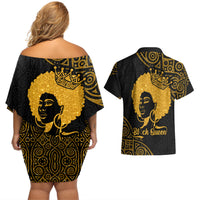 Educated Black Queen Couples Matching Off Shoulder Short Dress and Hawaiian Shirt African Women - Wonder Print Shop