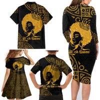 Educated Black Queen Family Matching Long Sleeve Bodycon Dress and Hawaiian Shirt African Women - Wonder Print Shop