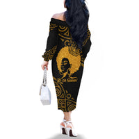Educated Black Queen Family Matching Off Shoulder Long Sleeve Dress and Hawaiian Shirt African Women - Wonder Print Shop