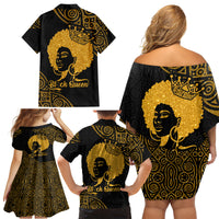 Educated Black Queen Family Matching Off Shoulder Short Dress and Hawaiian Shirt African Women - Wonder Print Shop