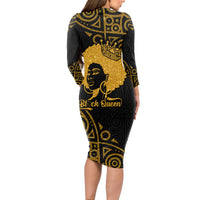 Educated Black Queen Long Sleeve Bodycon Dress African Women - Wonder Print Shop