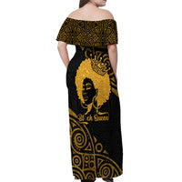 Educated Black Queen Off Shoulder Maxi Dress African Women - Wonder Print Shop