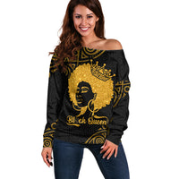 Educated Black Queen Off Shoulder Sweater African Women - Wonder Print Shop